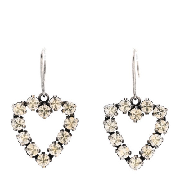 Saint Laurent Jewelry - Saint Laurent Strass Heart Earrings